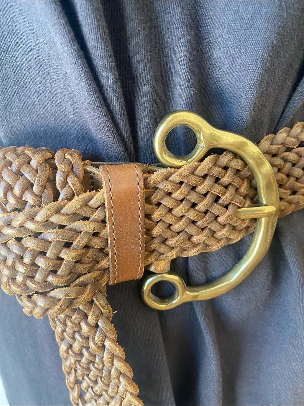 Vintage Linea Pelle CollectionGenuine Leather belt with gold rustic buckle!